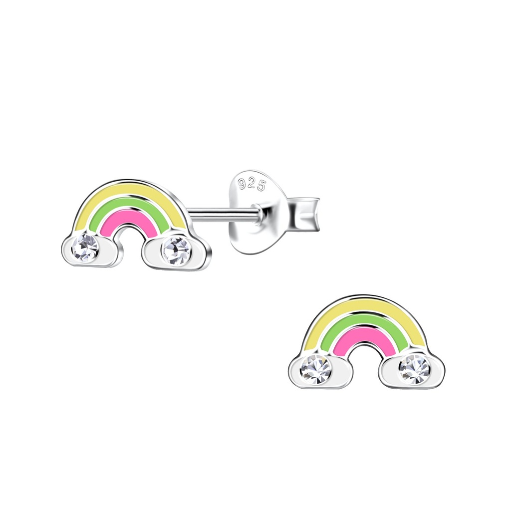 Silver Rainbow Stud Earrings