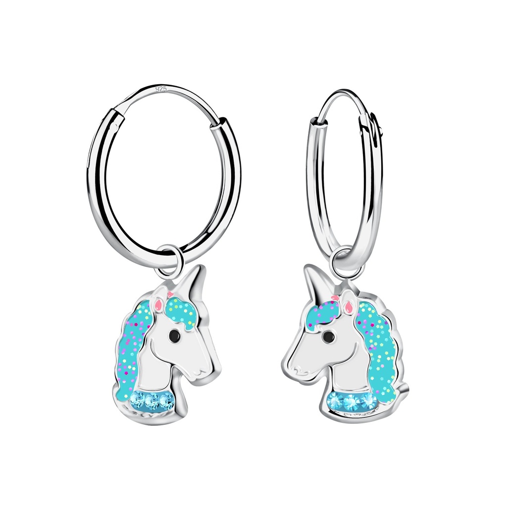 Créoles breloque licorne en argent
