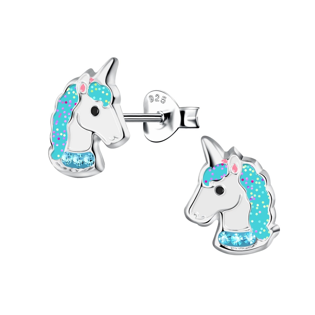 Silver Unicorn Stud Earrings