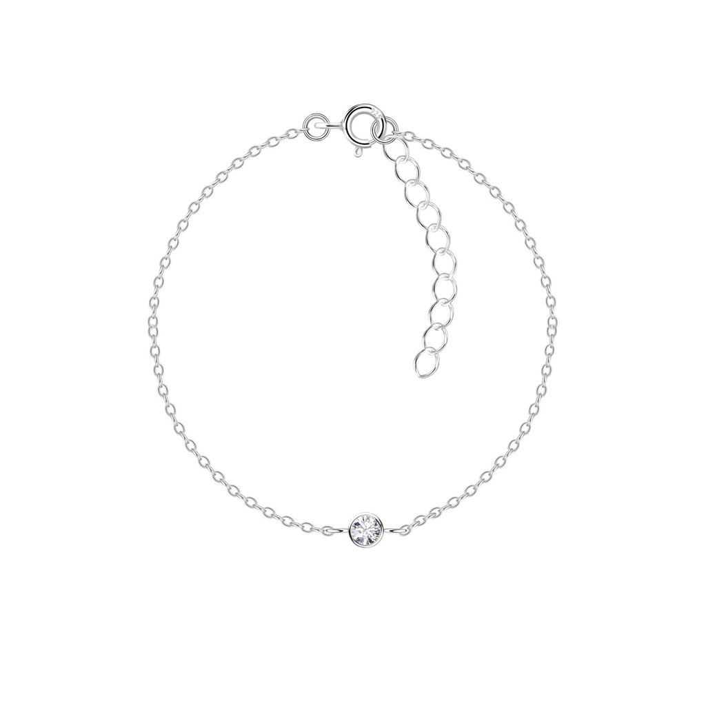 [10030711] 3mm Round Cubic Zirconia Silver Bracelet