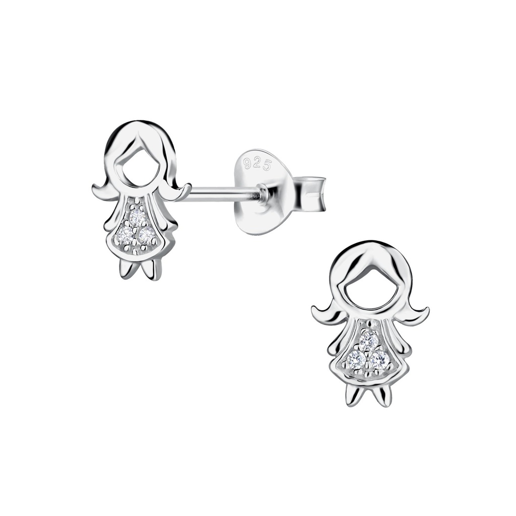 Puces d'oreilles fille en argent