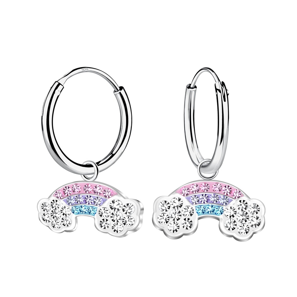 Créoles breloque arc-en-ciel en argent
