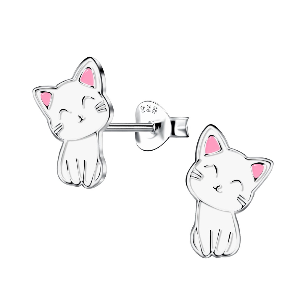 Puces d'oreilles chat en argent