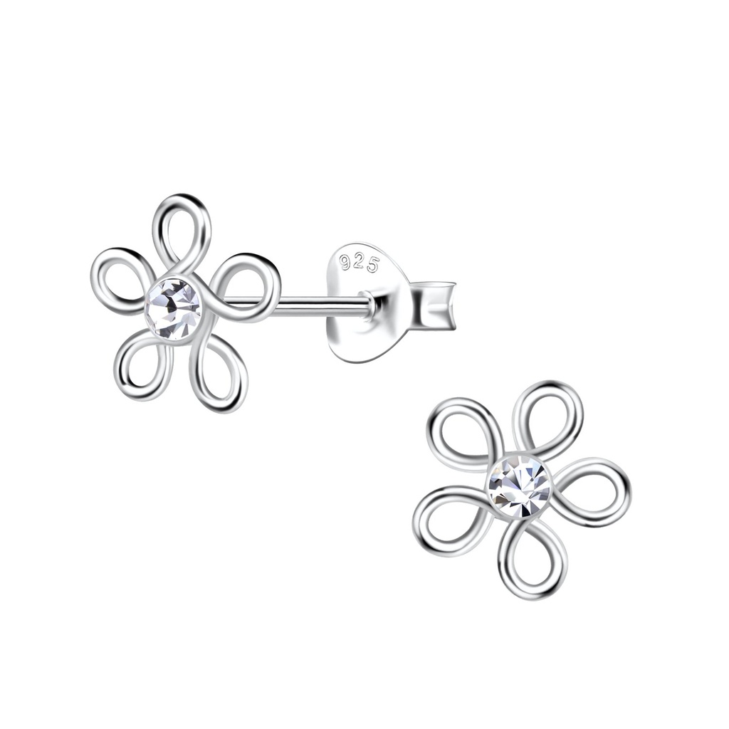[10030650] Silver Flower Stud Earrings