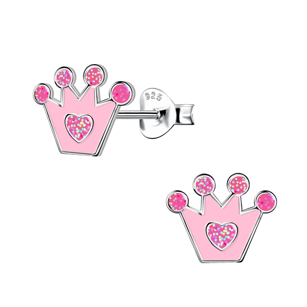 Silver Crown Stud Earrings
