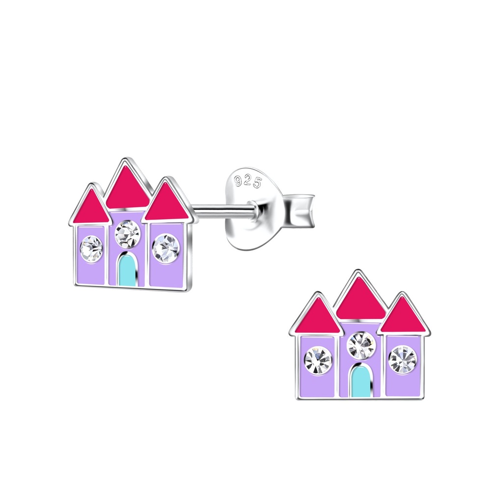 Puces d'oreilles château en argent