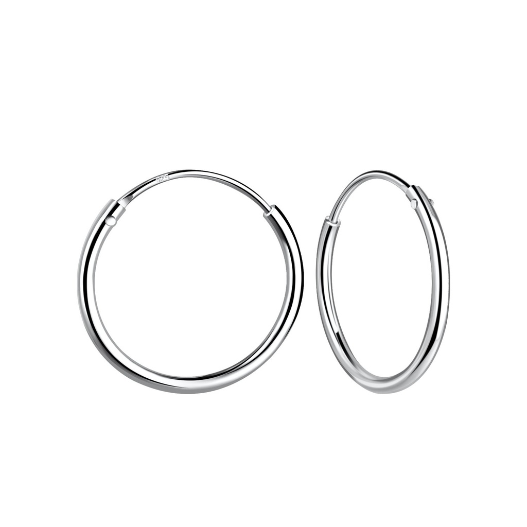[10021949] 14mm Silver Thin Hoop Earrings