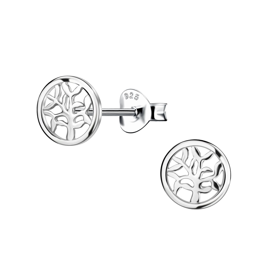 Silver Tree of Life Stud Earrings