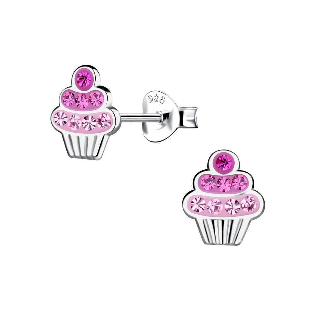 Puces d'oreilles cupcakes en argent