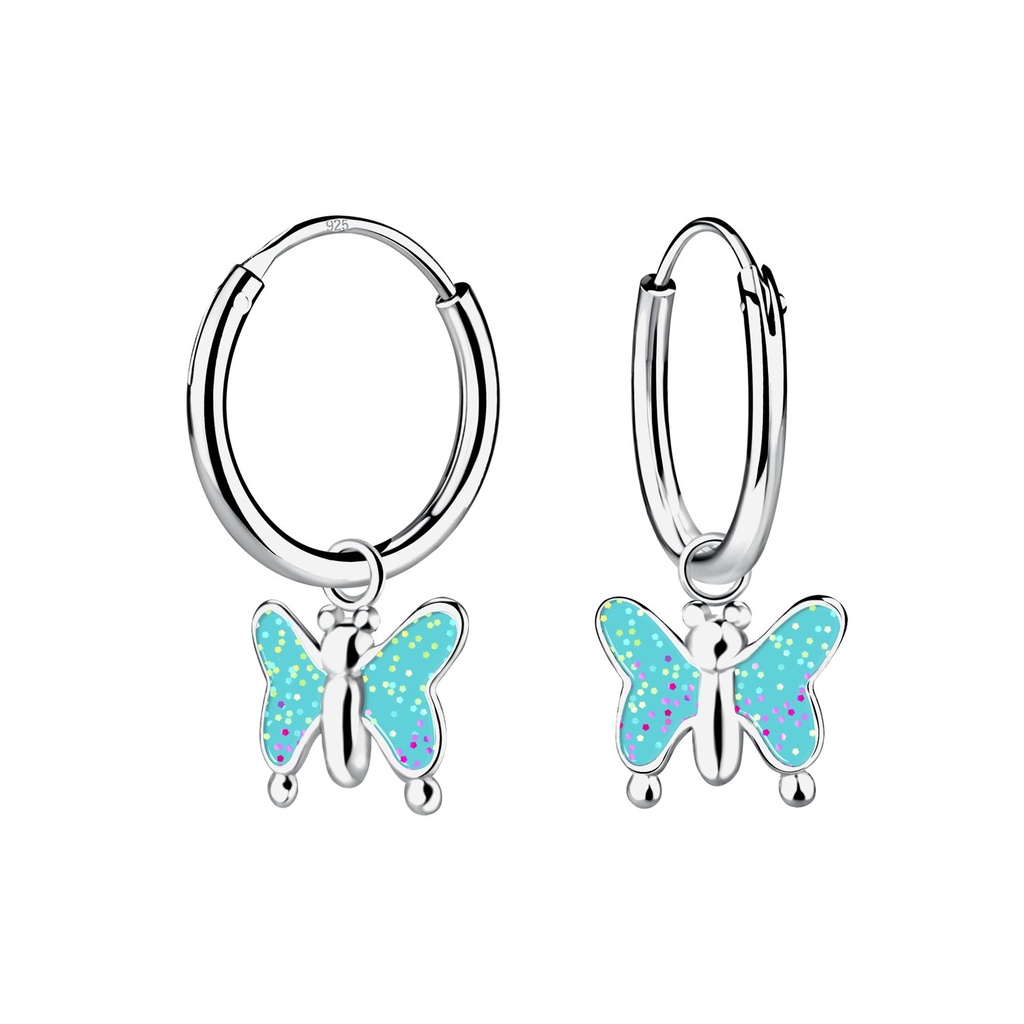 Créoles breloque papillon en argent