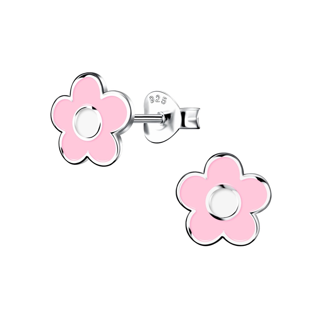 Puces d'oreilles fleur en argent