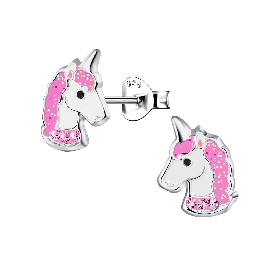 Silver Unicorn Stud Earrings