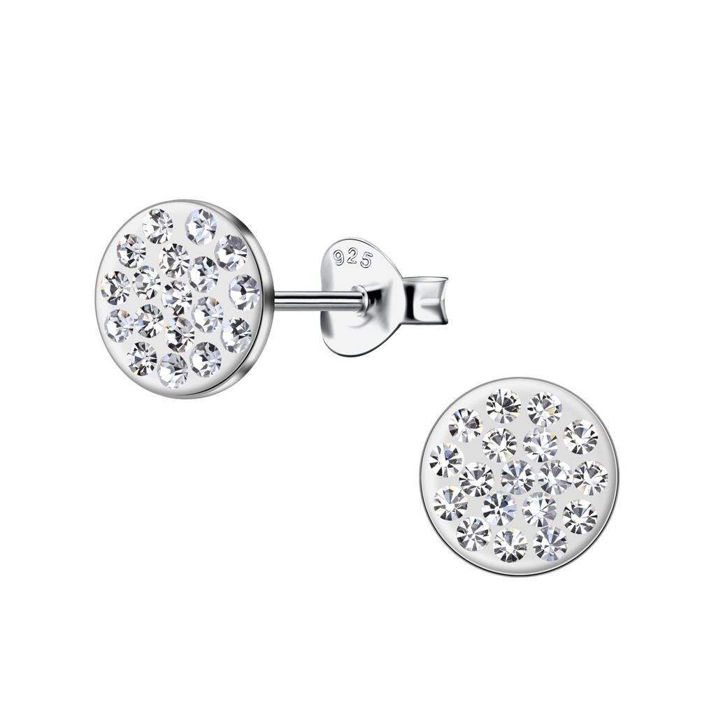 Puces d'oreilles en argent cristal rond