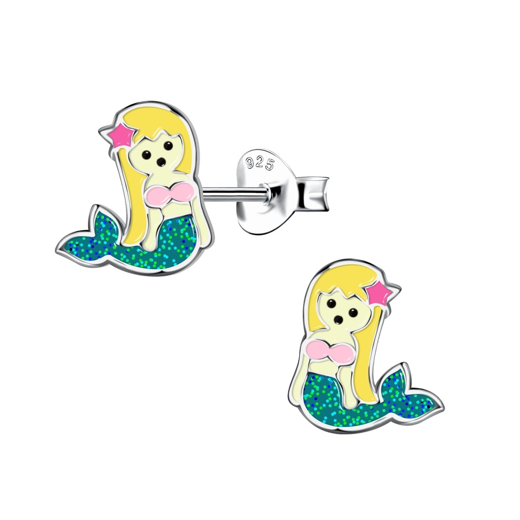 Silver Mermaid Stud Earrings
