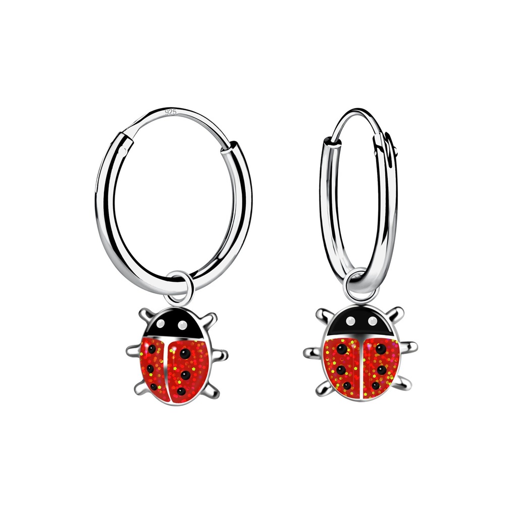 Créoles breloque coccinelle en argent