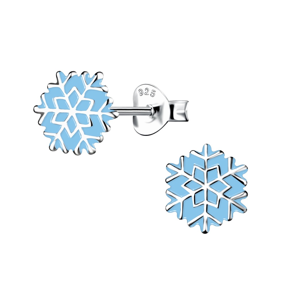 Puces d'oreilles flocon de neige en argent