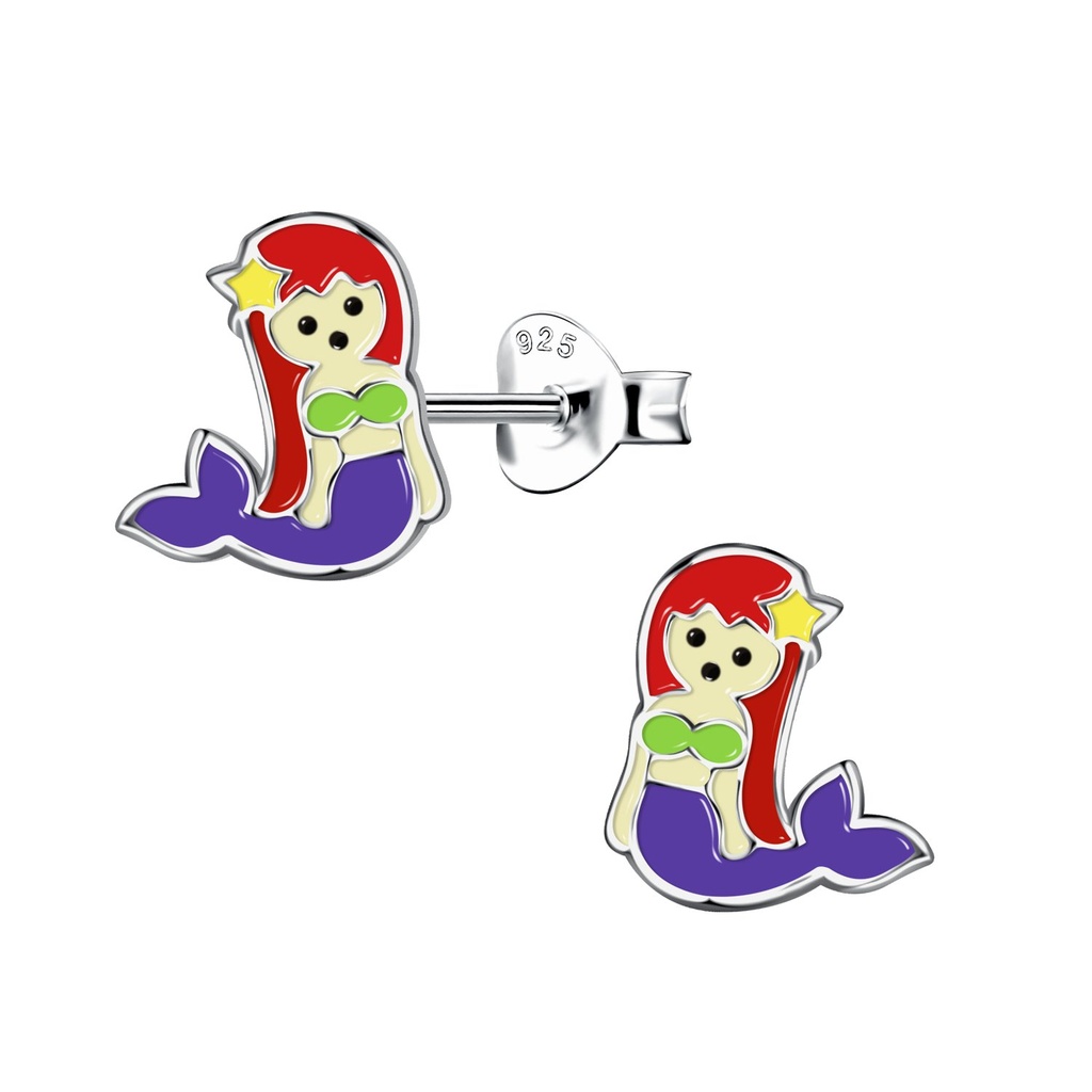 Silver Mermaid Stud Earrings