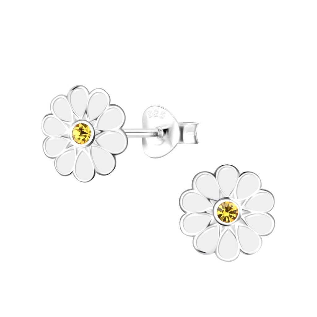 Puces d'oreilles fleur en argent