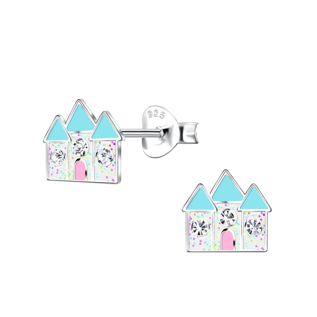Silver Castle Stud Earrings