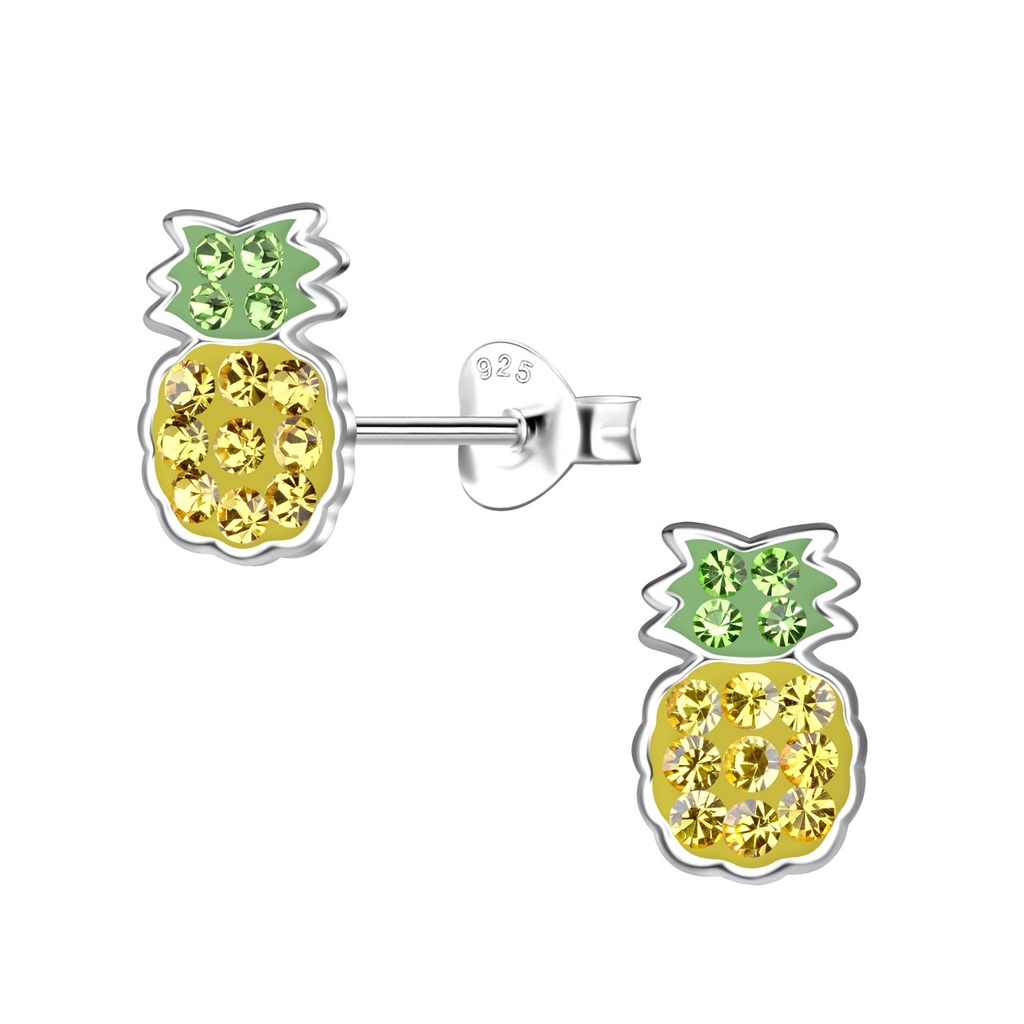 Puces d'oreilles ananas en argent