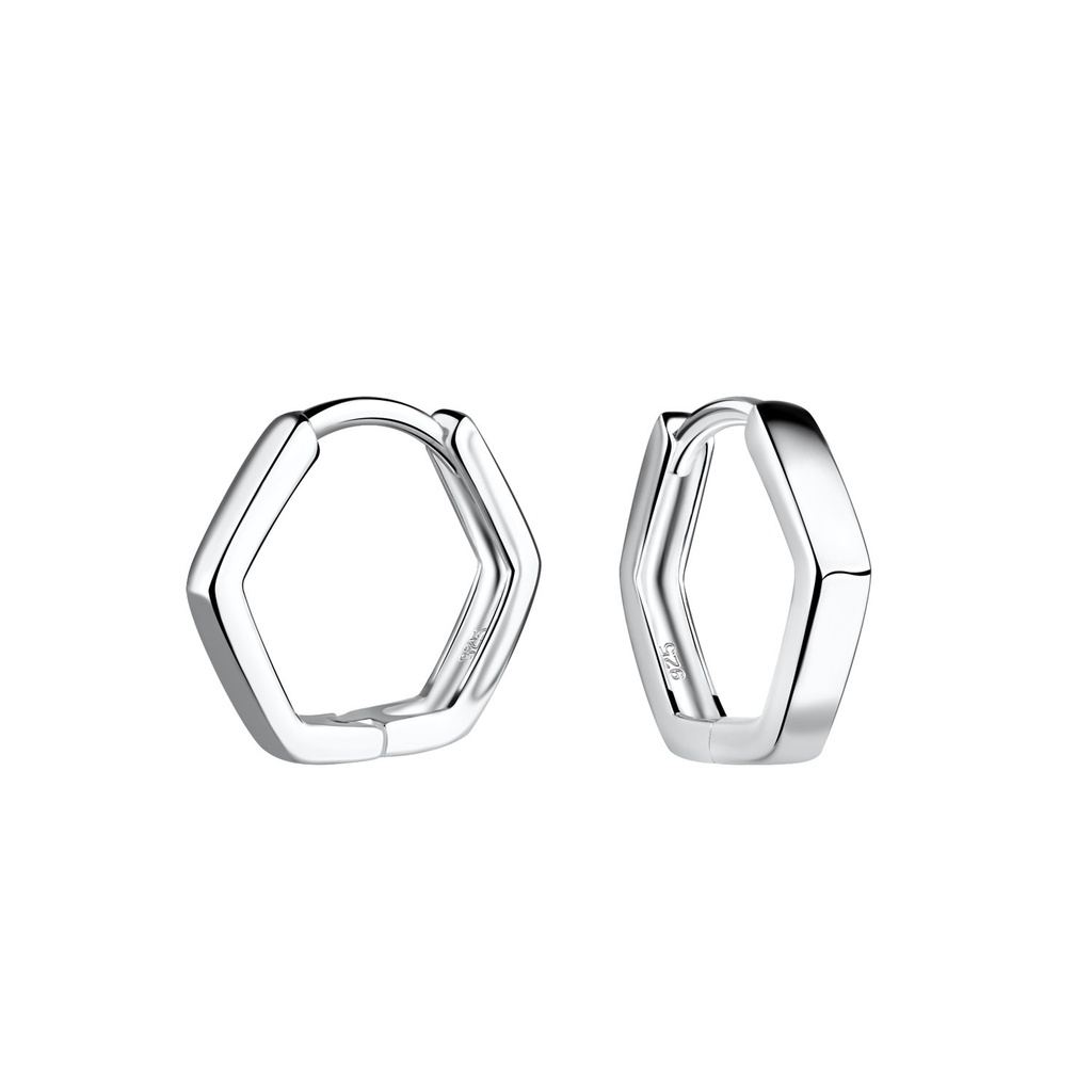 Créoles huggie géométriques en argent 13 mm