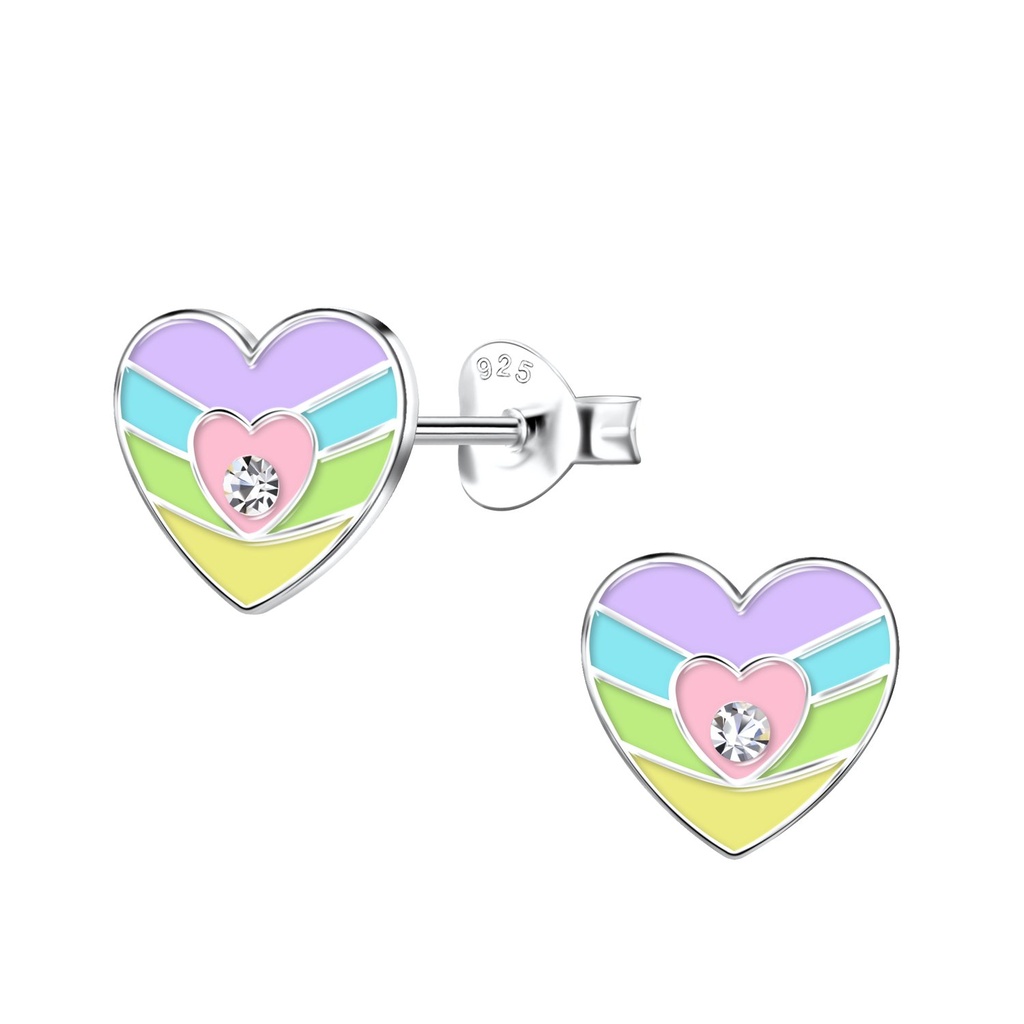 Silver Heart Stud Earrings