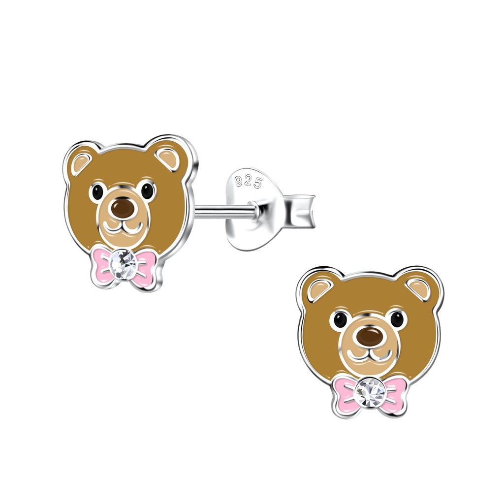 Silver Bear Stud Earrings