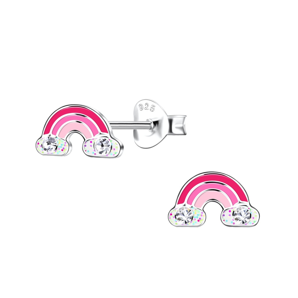 Silver Rainbow Stud Earrings