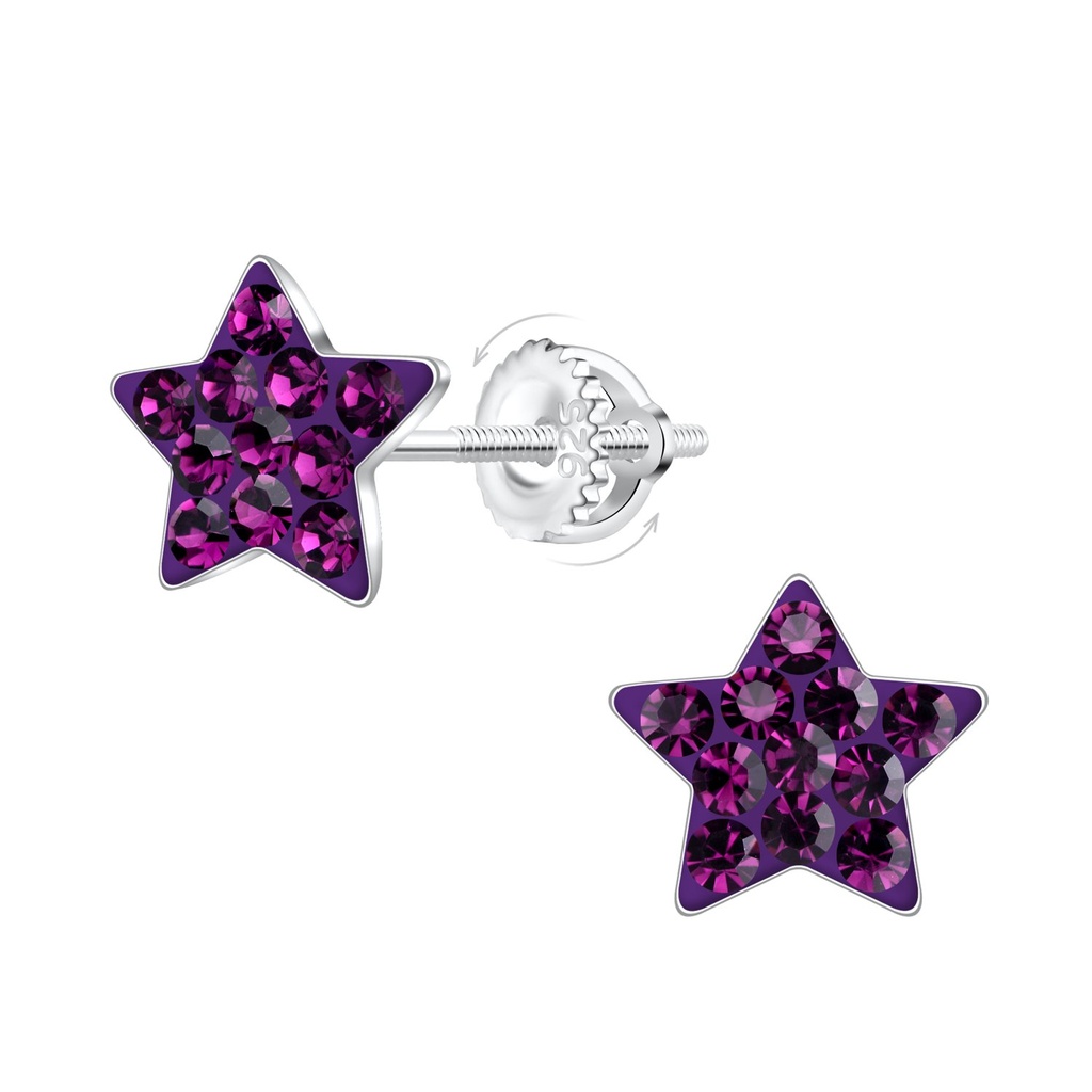 Boucles d'oreilles à fermoir à vis étoile en argent