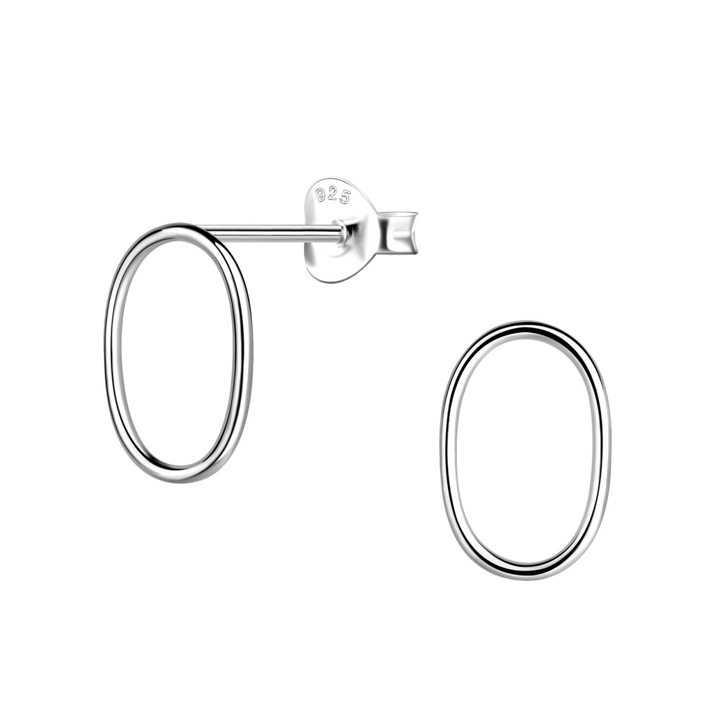 Puces d'oreilles ovale en argent