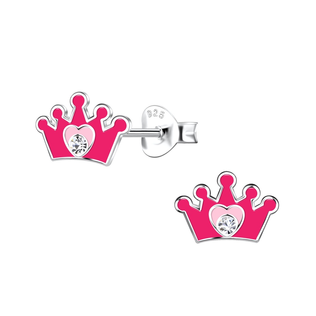[10030942] Silver Crown Stud Earrings