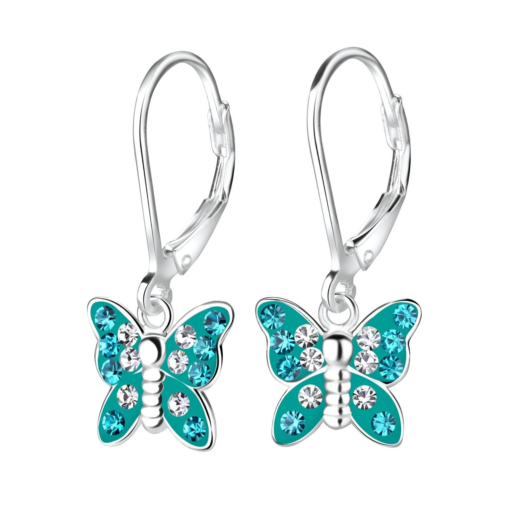 [10030347] Dormeuses à levier papillon en argent cristal