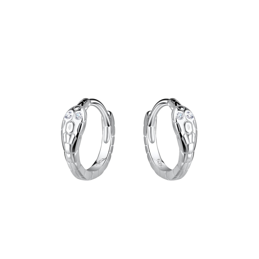 [10030740] 11mm Silver Snake Huggie Earrings