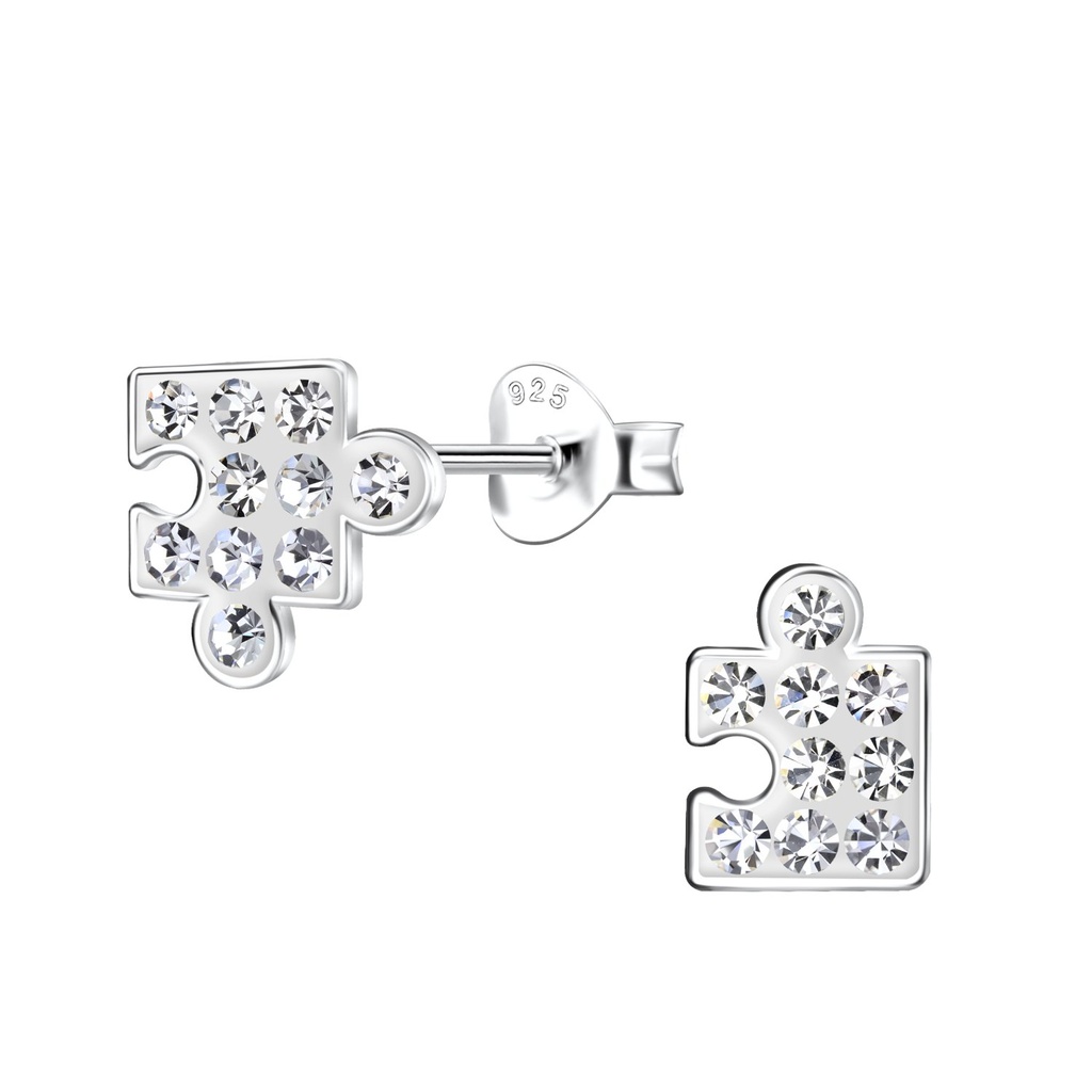 Silver Puzzle Stud Earrings