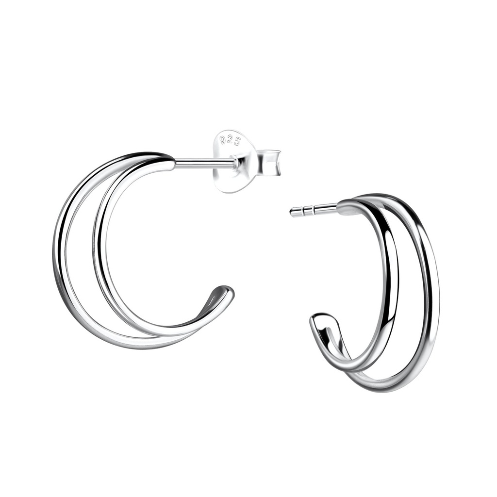 Silver Half Hoop Earrings