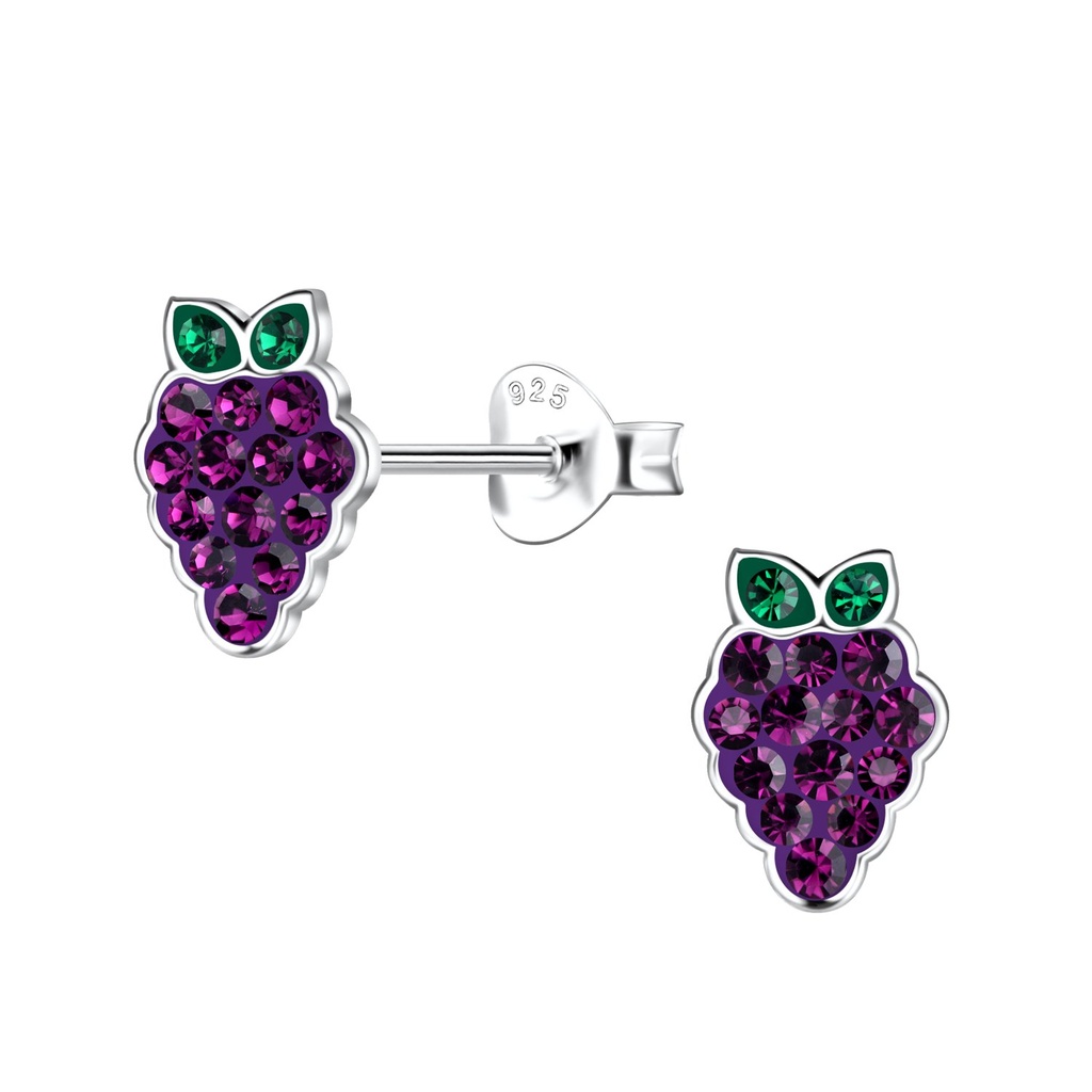 Silver Grape Stud Earrings