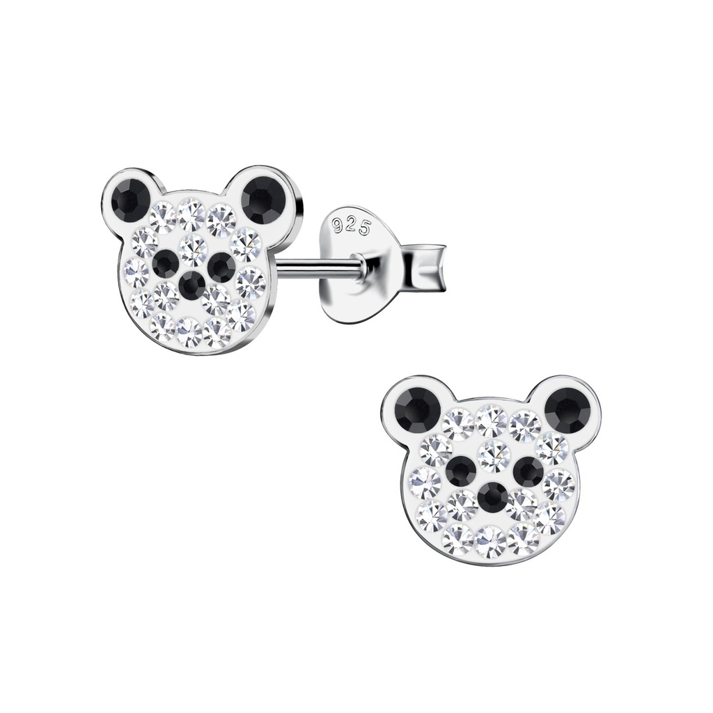 Puces d'oreilles ours en argent cristal