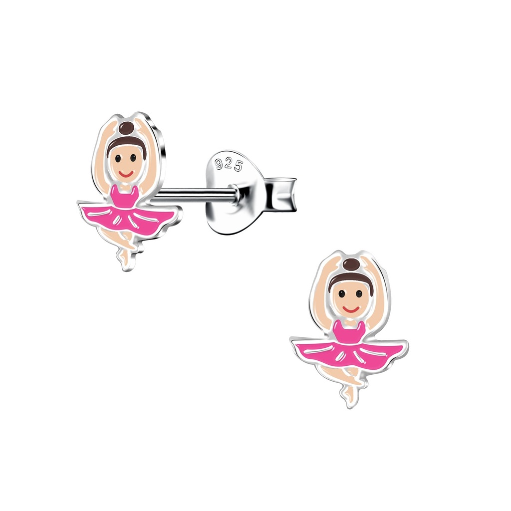 Silver Ballerina Stud Earrings