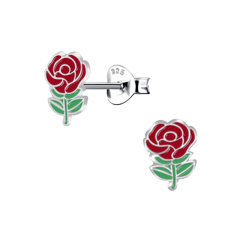 Silver Rose Stud Earrings