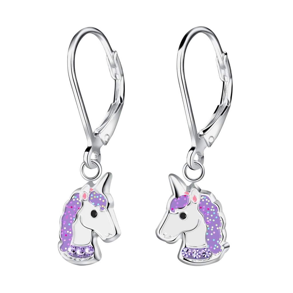 [10023770] Silver Unicorn Lever Back Earrings