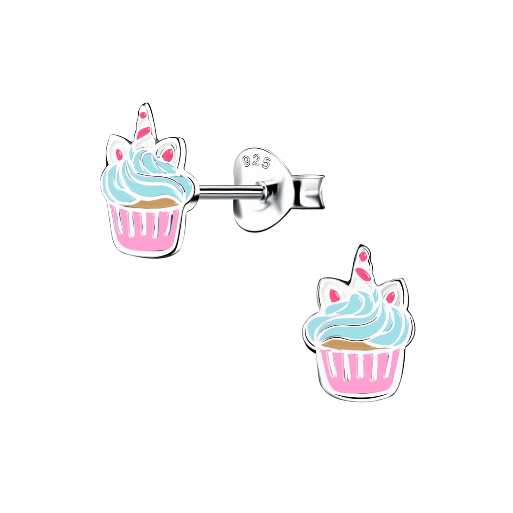 Silver Cupcake Stud Earrings