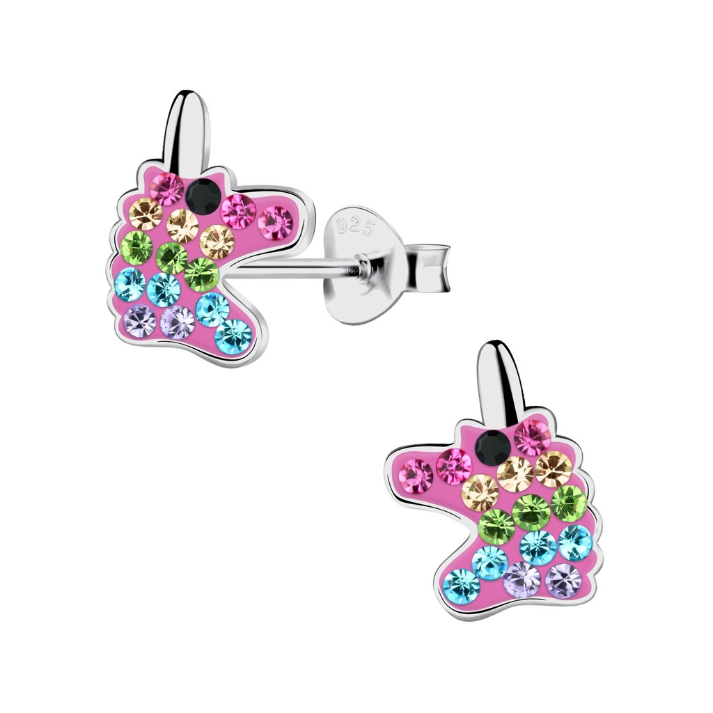 Silver Unicorn Stud Earrings