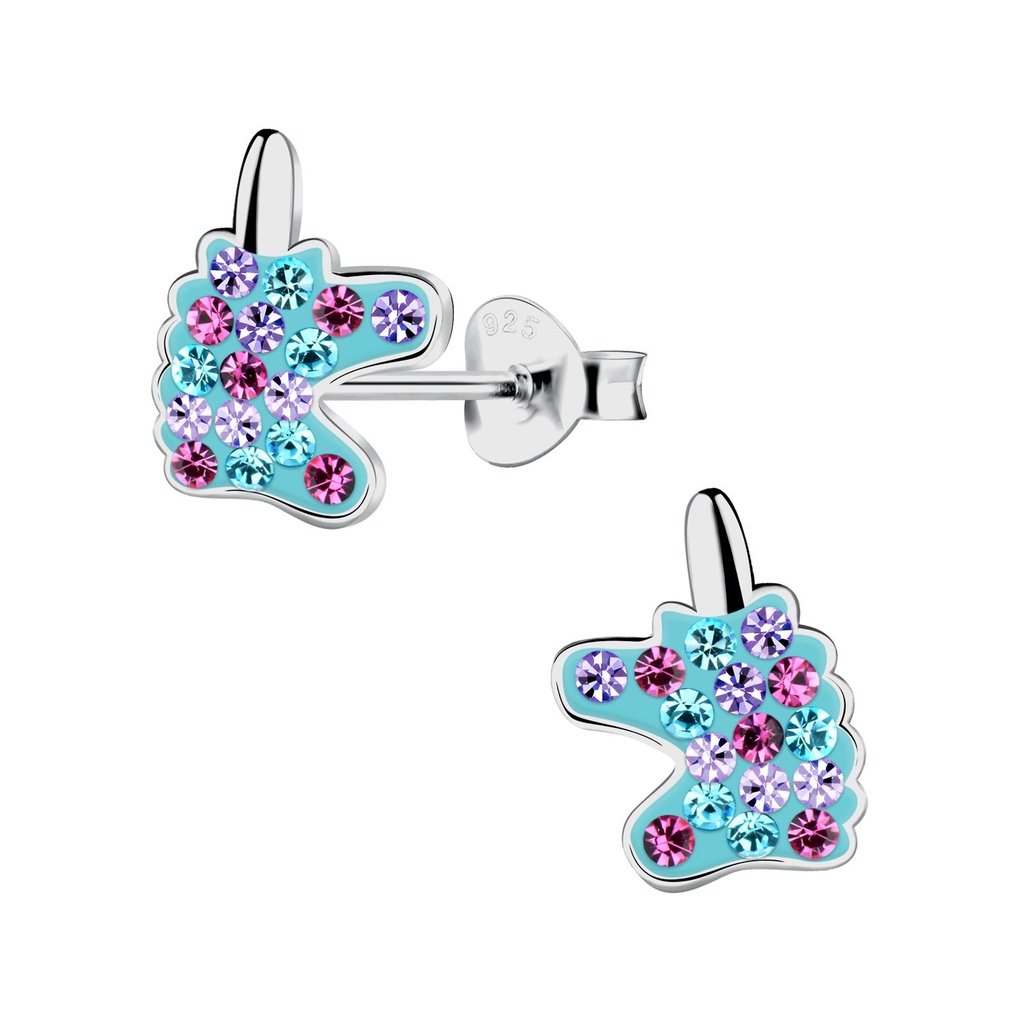 Silver Unicorn Stud Earrings