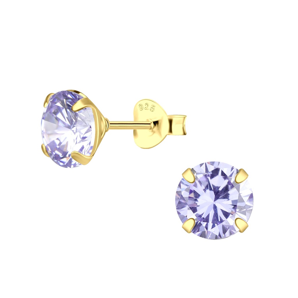 Puces d'oreilles en argent zircon rond 7 mm
