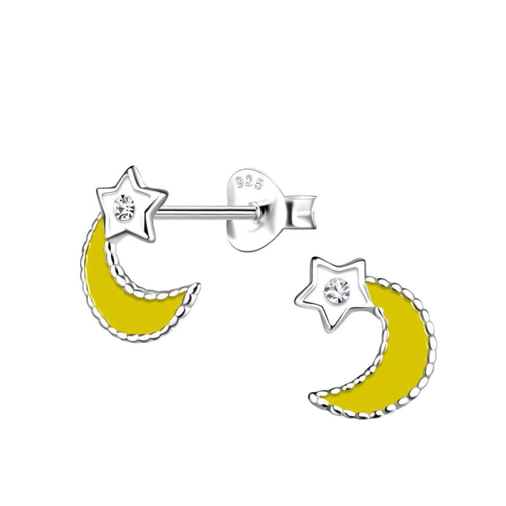 Silver Moon Stud Earrings