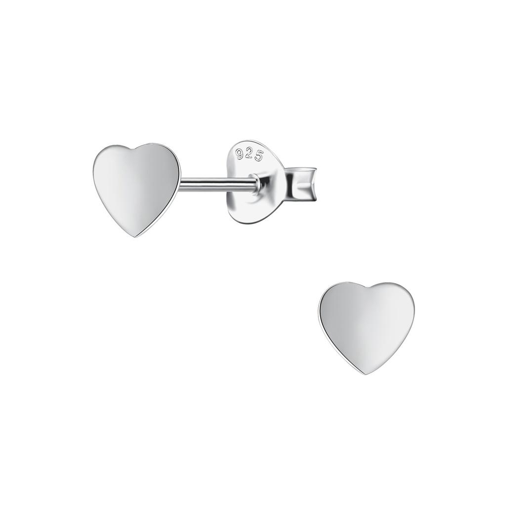 Silver Heart Stud Earrings