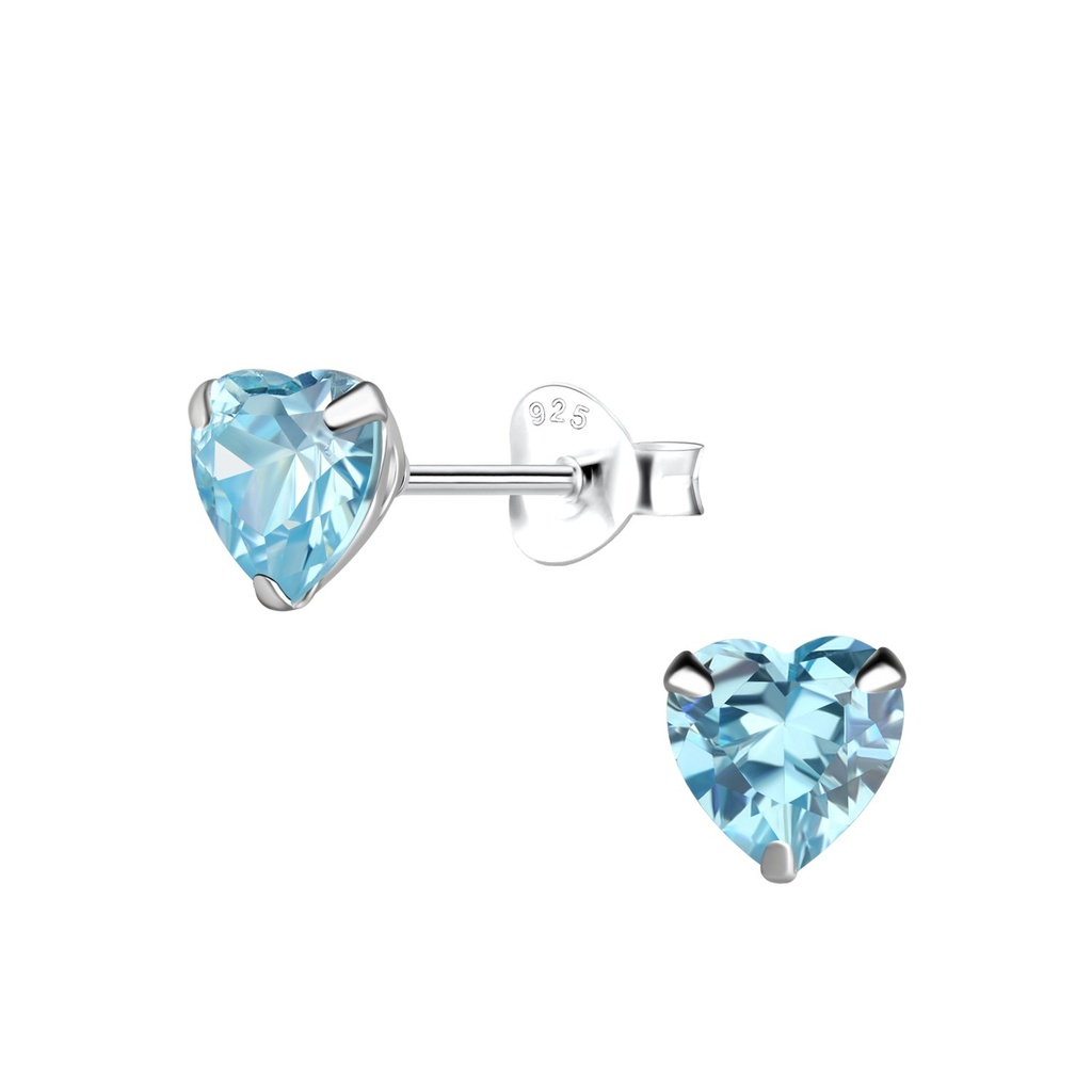 6mm Heart Cubic Zirconia Silver Stud Earrings