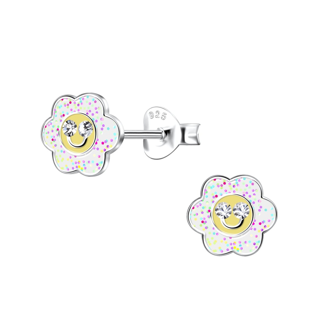Puces d'oreilles fleur en argent