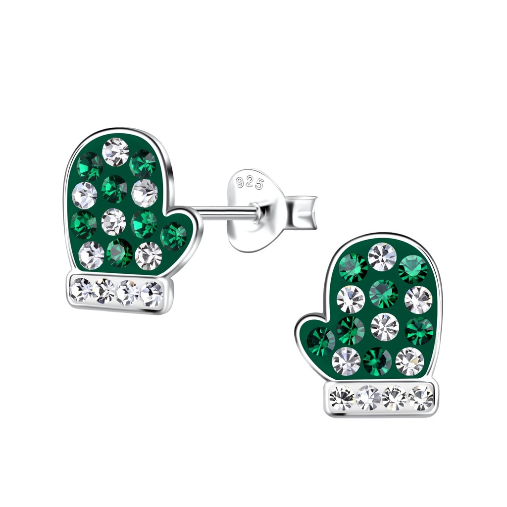 Puces d'oreilles gant de Noël en argent