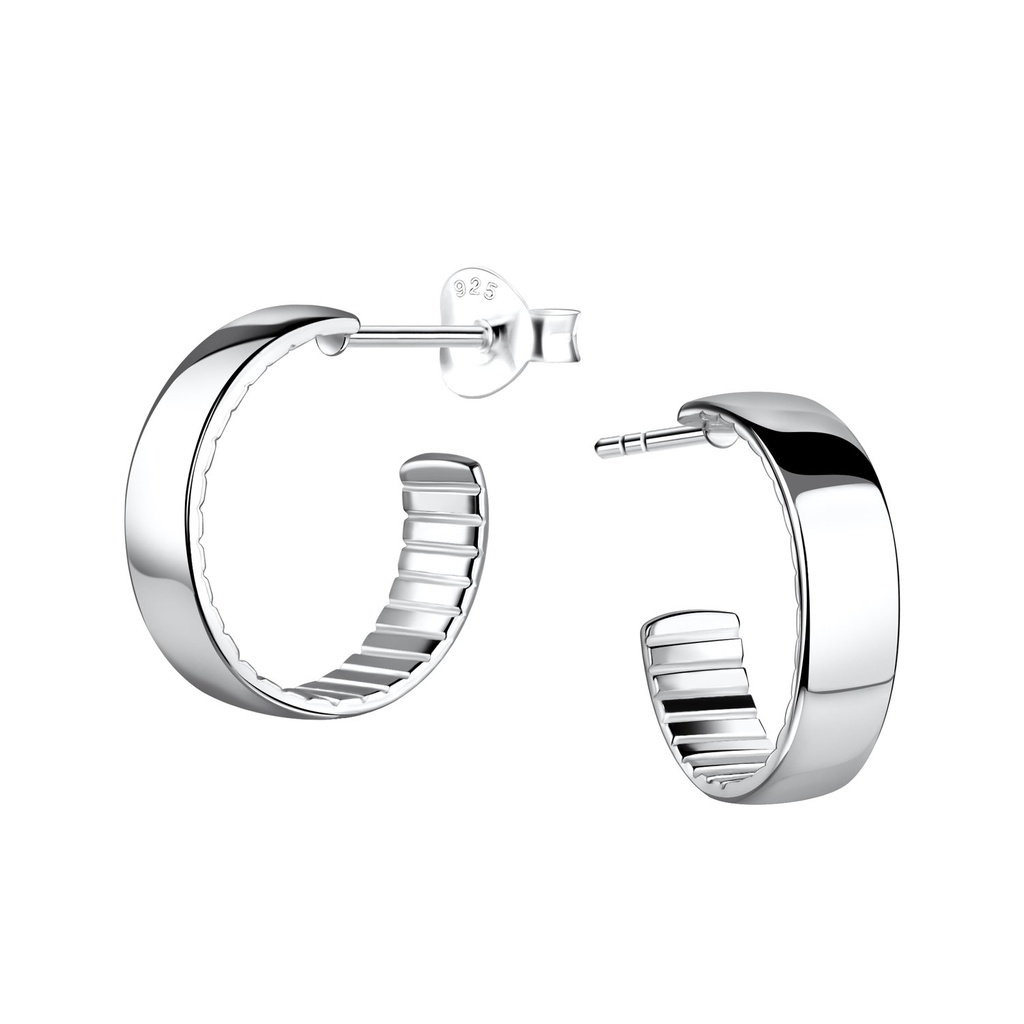 Puces d'oreilles demi-créole en argent